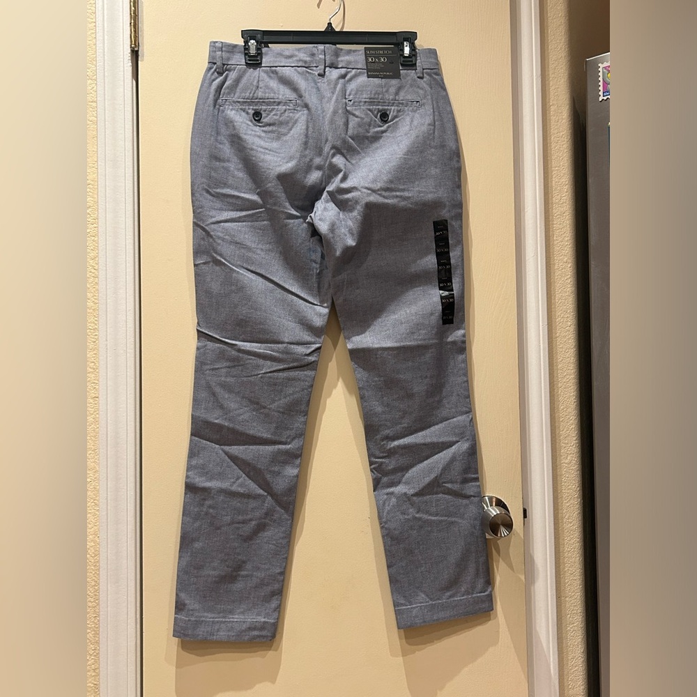 Banana Republic Slim Stretch Oxford Pant 30x30 Black White